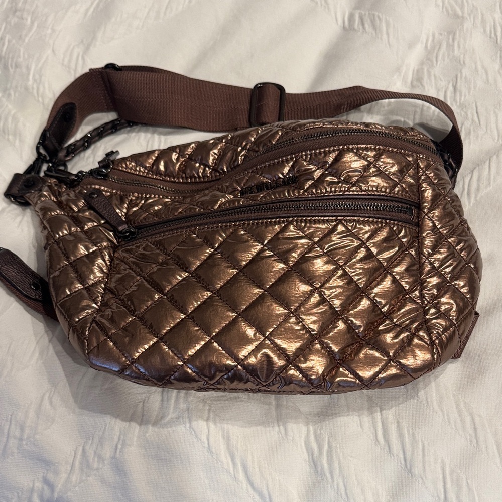 Quilted Metallic Bronze Waist Bag